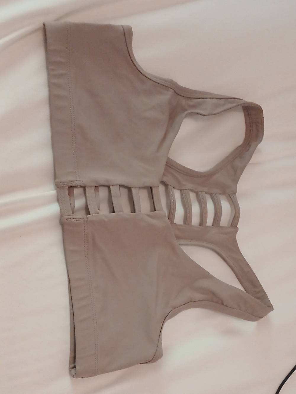 PINK Victoria's Secret Taupe Strappy Back Sports Bra